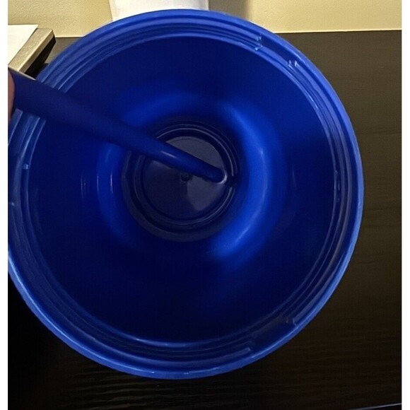 2 in 1 Portable Blue Popcorn Candy Party Holiday Drink Mix Cup w/ Handle NEW - Picture 5 of 6